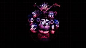 Five Nights at Freddys, Dark aesthetic, Dark background, FNAF, Chica (FNAF), Bonnie (FNAF), Freddy (FANF), Animatronics, 4K wallpaper