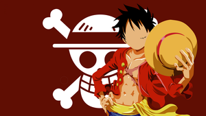 Monkey D. Luffy, One Piece, Red background, Minimal art, 4K wallpaper