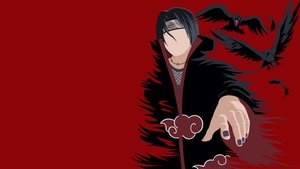 Itachi Uchiha, Naruto, Minimal art, Red background, Faceless, 4K wallpaper