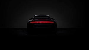 Porsche 911 Turbo S, Black background, AMOLED, 4K wallpaper