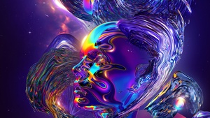 Woman, Dream, Psychedelic, Rainbow, Colorful, Vivid, 3D, Digital Art, 4K wallpaper