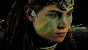 Aloy, Cosplay, Horizon Forbidden West, Dark background, 4K wallpaper