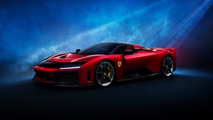 Ferrari F80, Supercar, 2025, Red cars, Blue background, 4K wallpaper