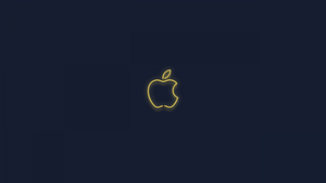 Yellow, Apple logo, Neon sign, Dark background, Glowing, 4K wallpaper