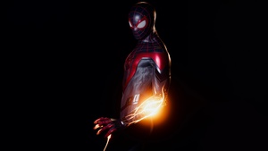 Spider-Man: Miles Morales, PlayStation 4, PlayStation 5, Marvel Comics, Black background, AMOLED, Spiderman, 4K wallpaper
