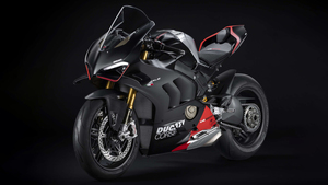 Ducati Panigale V4 SP2, Black background, 2023, Sports bikes, 4K wallpaper