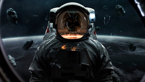 Ghost, Skull, Astronaut, Space suit, Death, Horror, Outer space, 4K wallpaper