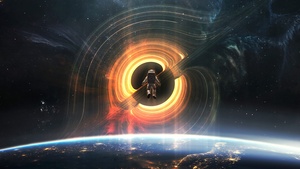 Black hole, Astronaut, Planet Earth, Outer space, Cosmos, 4K wallpaper