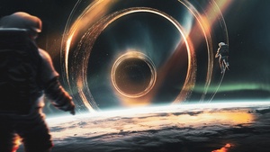 Horizon, Astronaut, Black hole, Astronomy, Exploration, 4K wallpaper