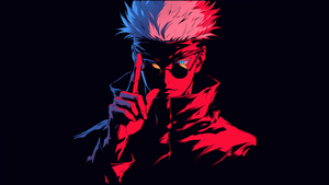 Satoru Gojo, AMOLED, Black background, Red aesthetic, Jujutsu Kaisen, 4K wallpaper
