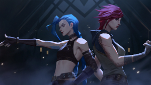 Jinx, Vi (LoL), Arcane: League of Legends, Fan Art, 4K wallpaper