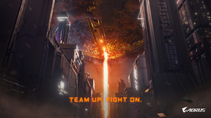 Team up Fight on, Gigabyte AORUS Gaming, Cyberpunk, 4K wallpaper