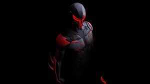Spider-Man 2099, Marvel Superheroes, Marvel Comics, Concept Art, AMOLED, Black background, Spiderman, 4K wallpaper