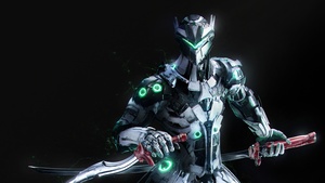 Genji, Aesthetic, Overwatch, Dark background, 4K wallpaper