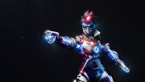 Tracer, Artwork, Overwatch, Dark background, 4K wallpaper