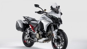 Ducati Multistrada V4 S, 2022, Adventure motorcycles, White background, 4K wallpaper