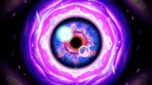 Eye, Dream, Galaxy, Purple background, 4K wallpaper