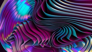 Holographic, Layers, Pink aesthetic, Metallic, Ribbons, Abstract background, Futuristic, Texture, 3D Art, Curves, Waves, Surreal, Dynamic, Vibrant, 4K wallpaper