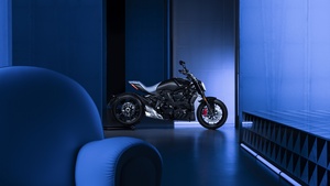 Ducati XDiavel Nera, Sports cruiser, Limited edition, Blue background, 2022, 4K wallpaper