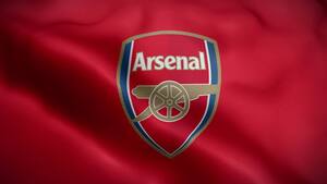 Arsenal FC, Flag, Red background, 4K wallpaper