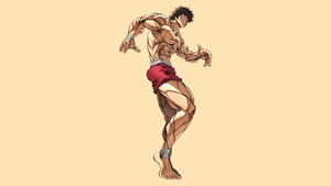 Baki Hanma, Minimalist, Pastel background, Peach background, 4K wallpaper
