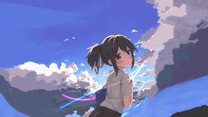 Mitsuha Miyamizu, Your Name, Anime girl, Kimi no Na wa, 4K wallpaper