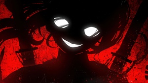 Devil, Anime girl, Red background, Silhouette, Evil laugh, 4K wallpaper