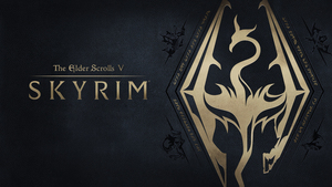 The Elder Scrolls V: Skyrim, Video Game, Dark background, Golden letters, 4K wallpaper