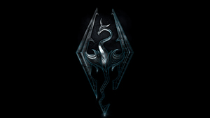 The Elder Scrolls V: Skyrim, Logo, Black background, 4K wallpaper