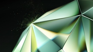 Green abstract, Diamond, Tecno Phantom V Fold 2 Stock, Dark background, 4K wallpaper