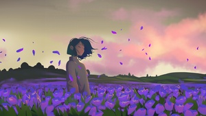 Lofi girl, Lavender fields, Purple aesthetic, 4K wallpaper