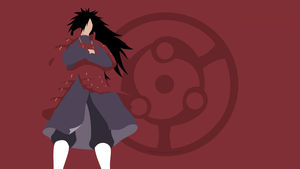 Madara Uchiha, Mangekyo Sharingan, Minimalist, Naruto, Red background, 4K wallpaper