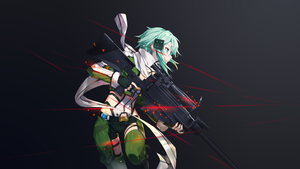 Sinon (Shino Asada), Sniper, Dark background, Sword Art Online, 4K wallpaper