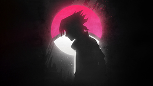 Sasuke Uchiha, Glow in dark, Dark aesthetic, Silhouette, Naruto, Dark background, 4K wallpaper