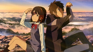 Mitsuha Miyamizu, Taki Tachibana, Kimi no Na wa, Your Name, Love couple, Anime couple, 4K wallpaper