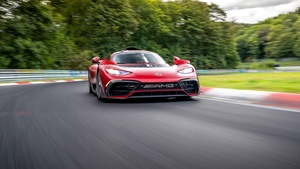 Mercedes-AMG ONE, Race track, Racing car, Hypercars, Red cars, 4K wallpaper