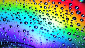 Water droplets, Rainbow, Macro, Colorful, Drops, 4K wallpaper