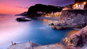 Cityscape, Coast, Sunset, Dusk, Colorful, Madeira Island, Portugal, 4K wallpaper