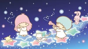 Little Twin Stars, Starry sky, Kiki and Lala, Cartoon, Sanrio, 4K wallpaper