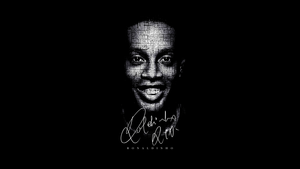 Ronaldinho, Black background, Brazilian Football Player, AMOLED, 4K wallpaper