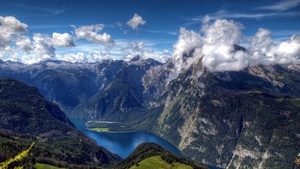 Germany, Bavarian Alps, White Clouds, Mountain range, Top View, Landscape, Scenery, 4K wallpaper