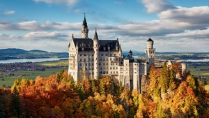 Neuschwanstein Castle, Ancient architecture, Autumn, Schwangau, Germany, 4K wallpaper