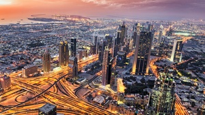Dubai, Aerial view, Cityscape, Skyline, Sheikh Zayed Road, Long exposure, 4K wallpaper