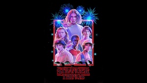 Stranger Things, Season 3, Key Art, Black background, AMOLED, Neon art, 4K wallpaper