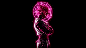 Super Saiyan Rose, Goku Black, AMOLED, Dragon Ball, Black background, Pink aesthetic, Neon glow, 4K wallpaper