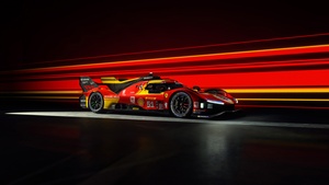 Ferrari 499P, Dark aesthetic, Le Mans Hypercar, Track cars, Light trails, 4K wallpaper