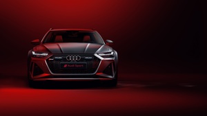 Audi RS6, Luxury sports sedan, Red background, CGI, Dark red, 4K wallpaper