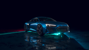 Neon, Audi R8, Supercars, Luxury sports cars, Dark background, 4K wallpaper