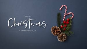 Merry Christmas, Happy New Year, Grey background, Christmas decoration, Navidad, Noel, December, 4K wallpaper
