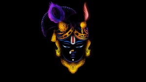 Lord Krishna, Hindu God, AMOLED, Black background, 4K wallpaper